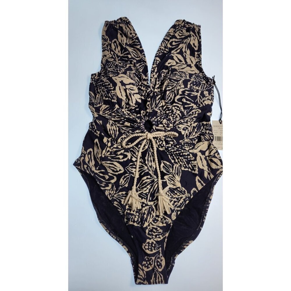 Robin Piccone One Piece Swimsuit Navy Ecru Size 8 New With Tags
